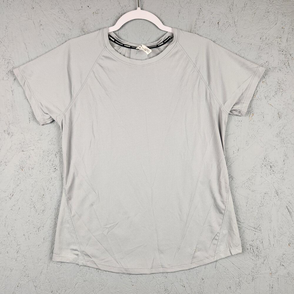 Under Armour Shirt Womens Large Gray HeatGear Run Fitted Running Lightweight